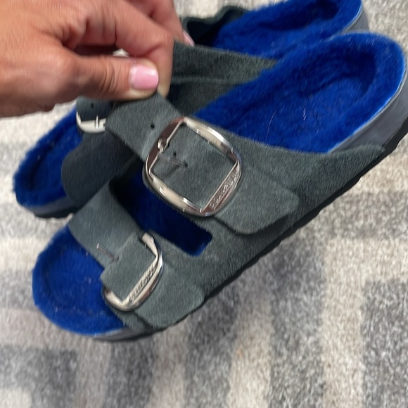 Furry blue BIRKENSTOCKS - never been worn - Picture 4 of 6